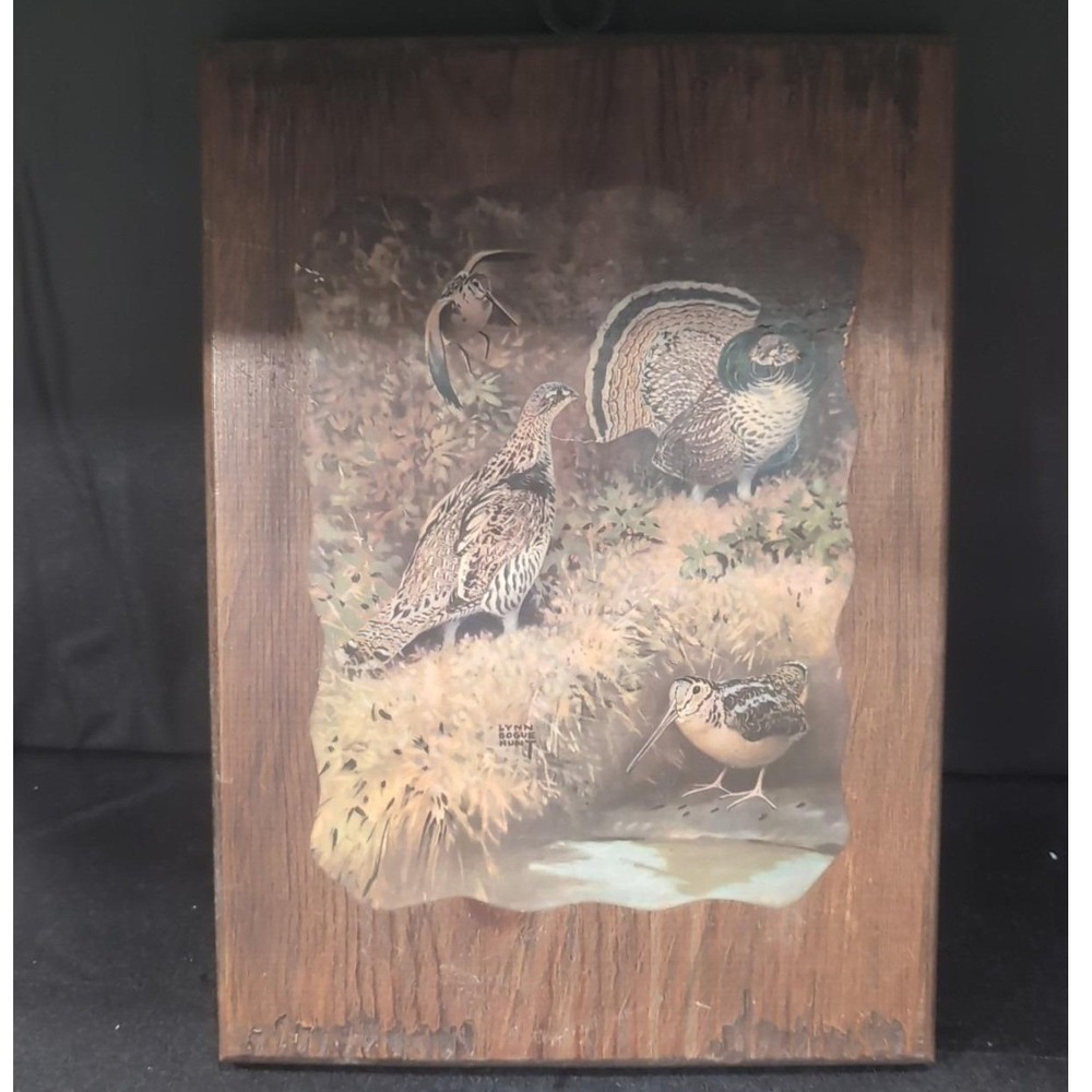 Lynn Bogue Hunt Game Birds Of America Print, Wood Paneled Artwork, Wall Hanging